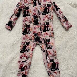 Floral Cat Print Kids One Piece
